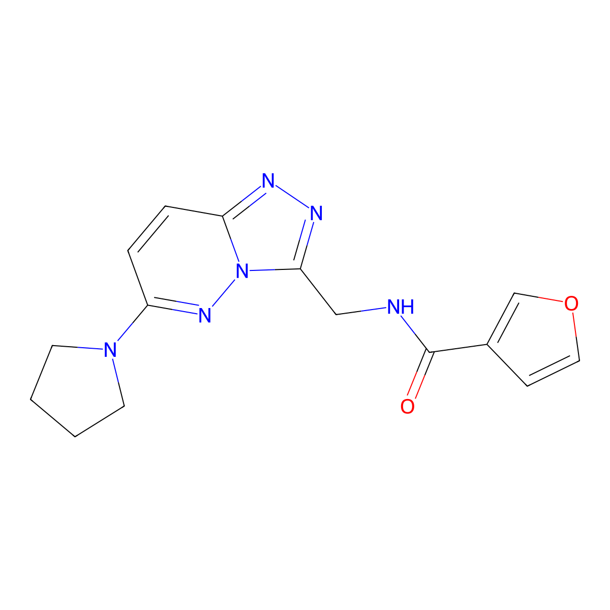 N-((6-(pyrrolidin-1-yl)-[1,2,4]triazolo[4,3-b]pyridazin-3-yl)methyl)furan-3-carboxamide molecular structure, CAS 2034324-17-7
