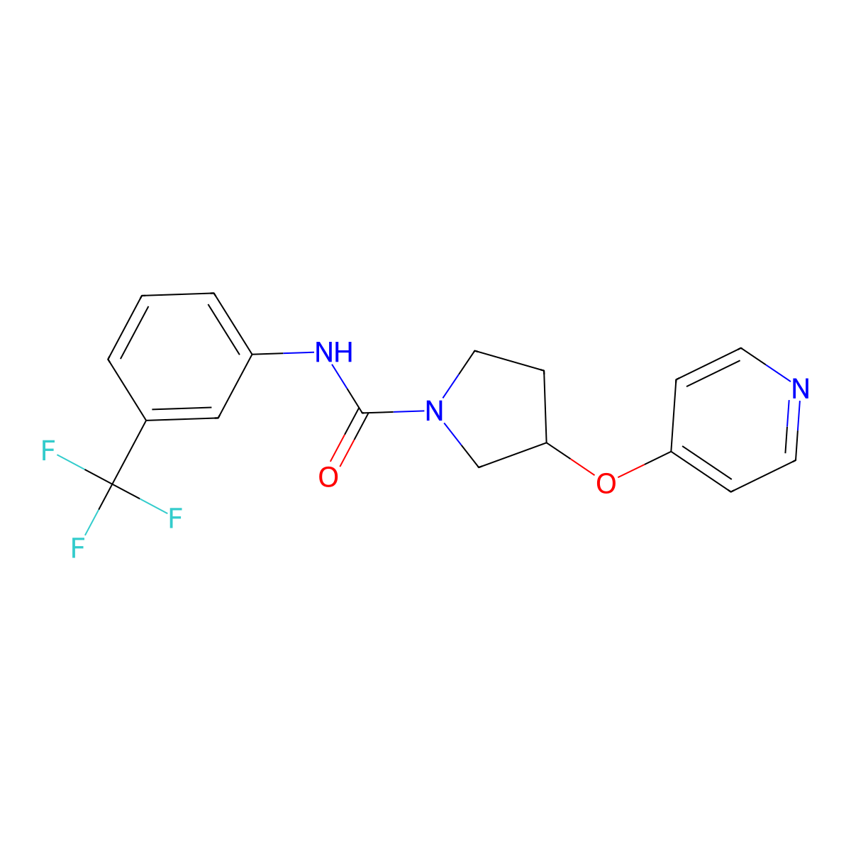 3-(pyridin-4-yloxy)-N-[3-(trifluoromethyl)phenyl]pyrrolidine-1-carboxamide molecular structure, CAS 2034324-20-2