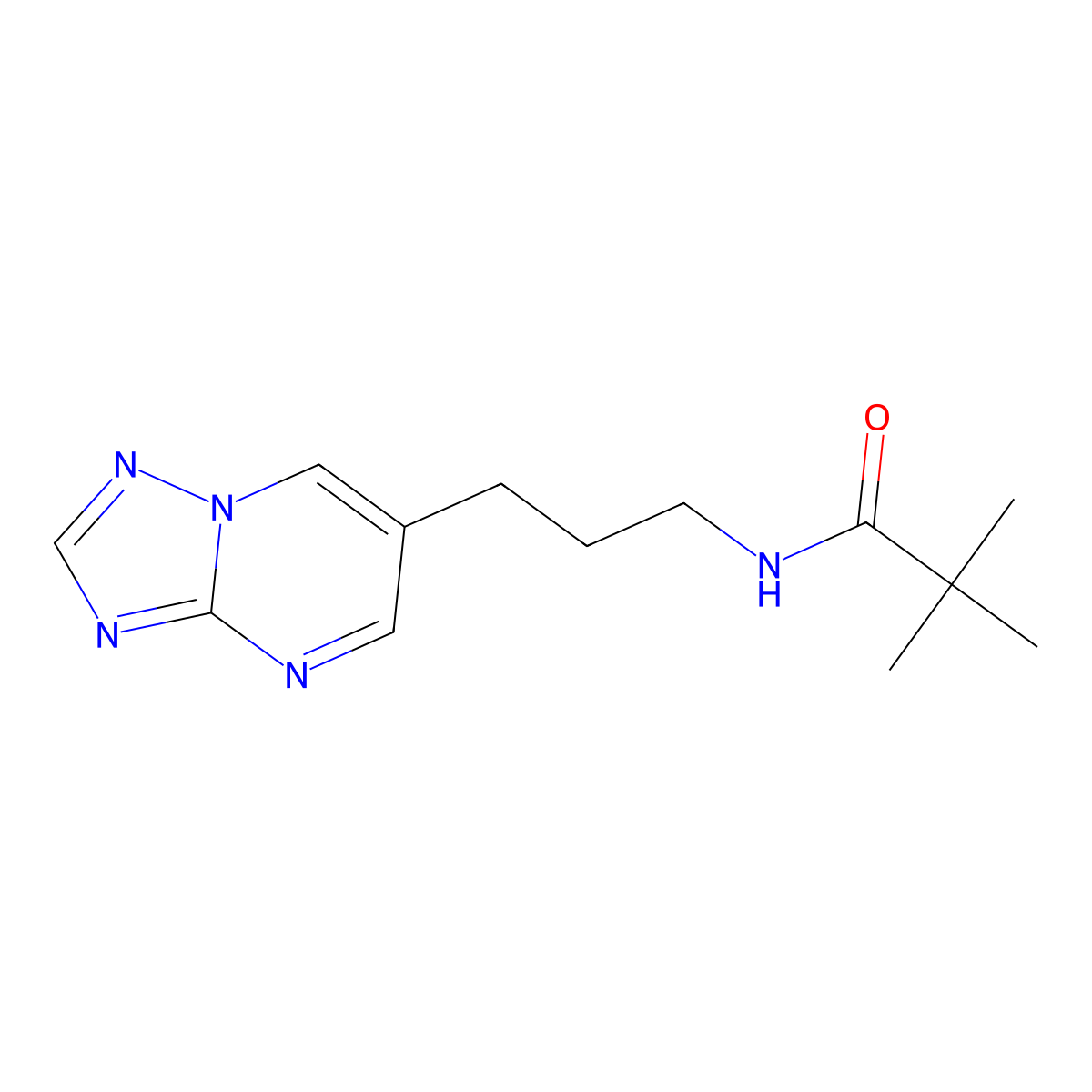 N-(3-([1,2,4]triazolo[1,5-a]pyrimidin-6-yl)propyl)pivalamide molecular structure, CAS 2034324-21-3