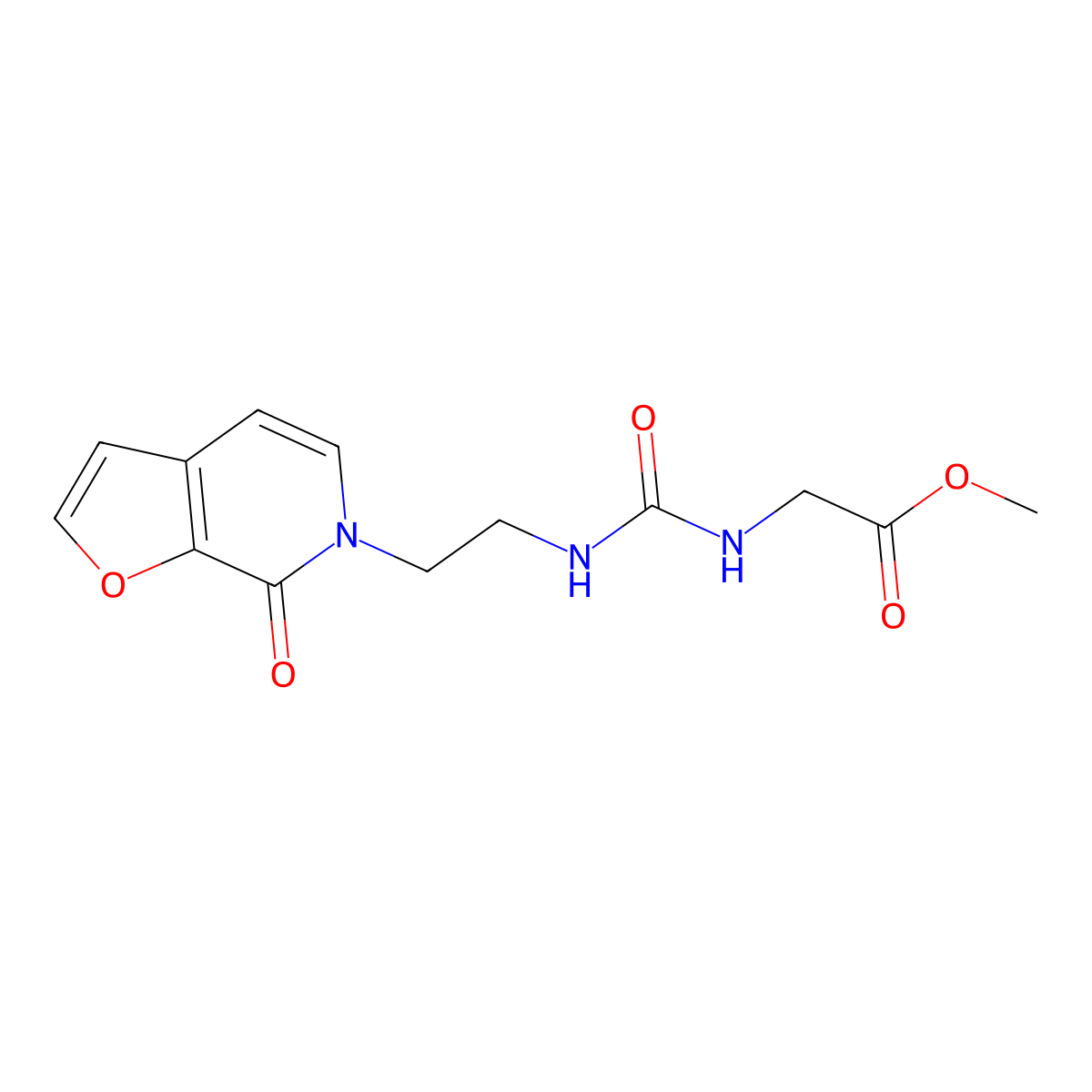methyl 2-(3-(2-(7-oxofuro[2,3-c]pyridin-6(7H)-yl)ethyl)ureido)acetate molecular structure, CAS 2034324-22-4
