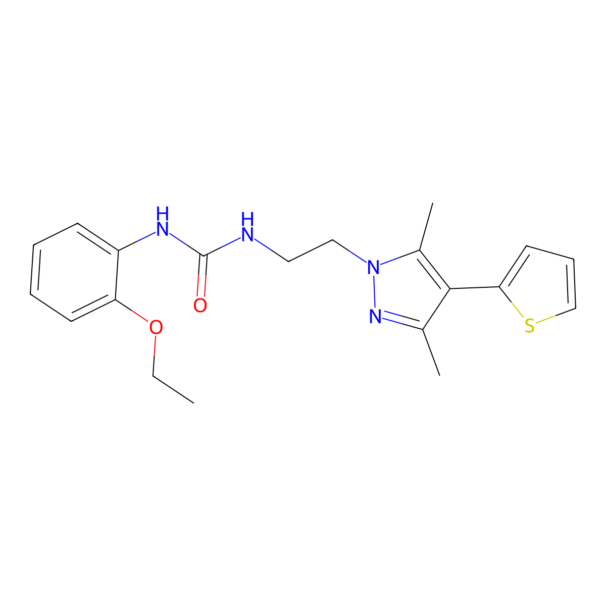 1-(2-(3,5-dimethyl-4-(thiophen-2-yl)-1H-pyrazol-1-yl)ethyl)-3-(2-ethoxyphenyl)urea molecular structure, CAS 2034324-25-7