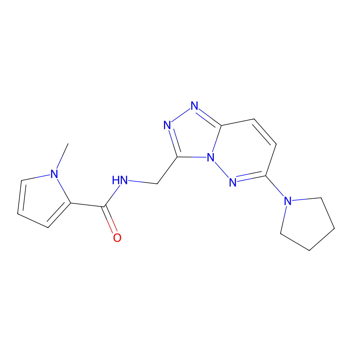 1-methyl-N-{[6-(pyrrolidin-1-yl)-[1,2,4]triazolo[4,3-b]pyridazin-3-yl]methyl}-1H-pyrrole-2-carboxamide molecular structure, CAS 2034324-29-1