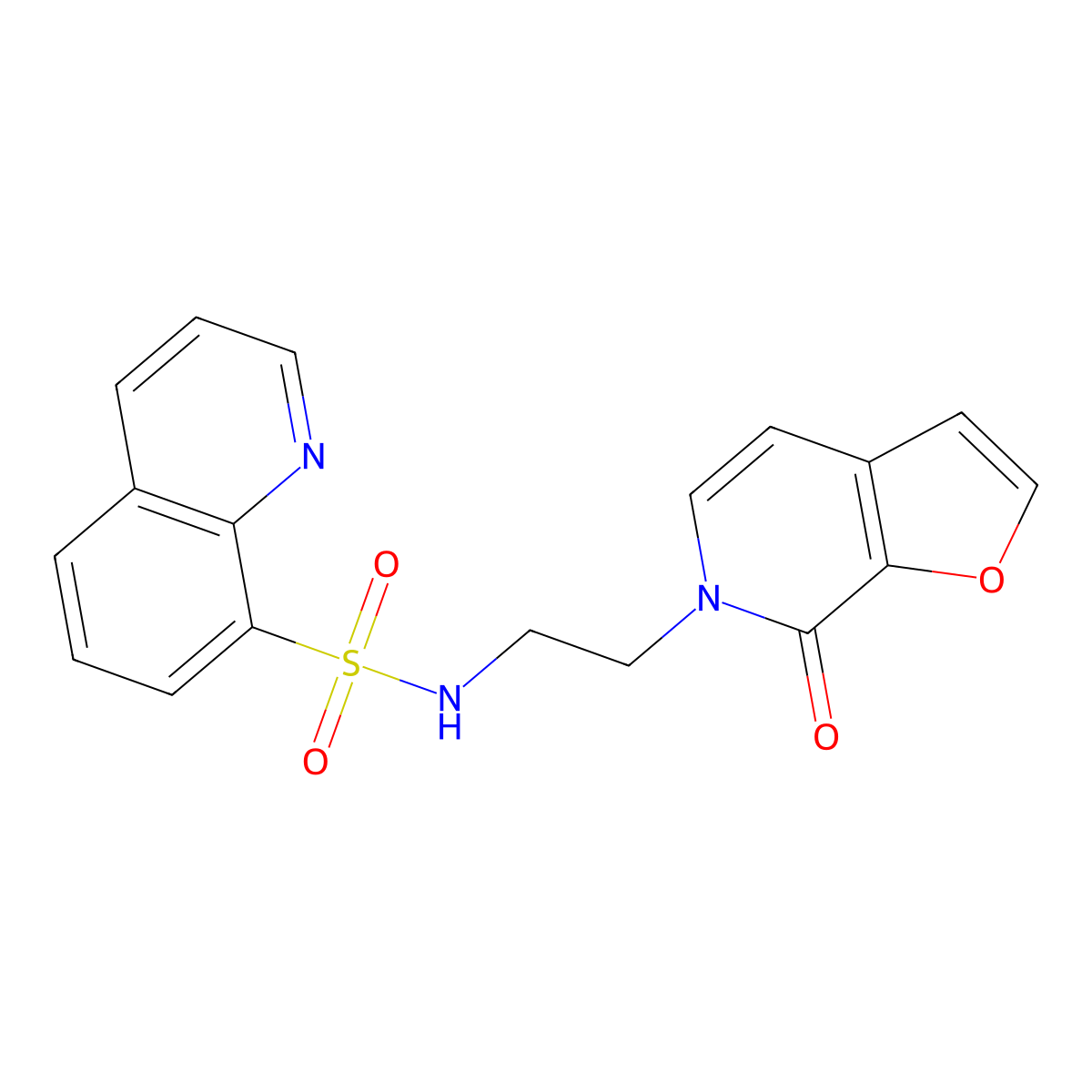 N-(2-(7-oxofuro[2,3-c]pyridin-6(7H)-yl)ethyl)quinoline-8-sulfonamide molecular structure, CAS 2034324-30-4
