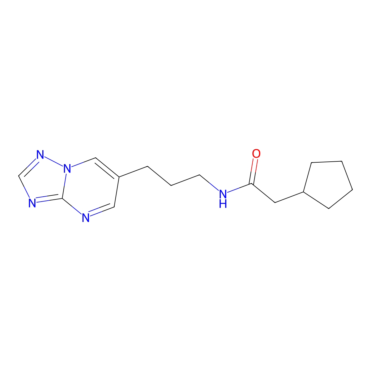N-(3-([1,2,4]triazolo[1,5-a]pyrimidin-6-yl)propyl)-2-cyclopentylacetamide molecular structure, CAS 2034324-36-0