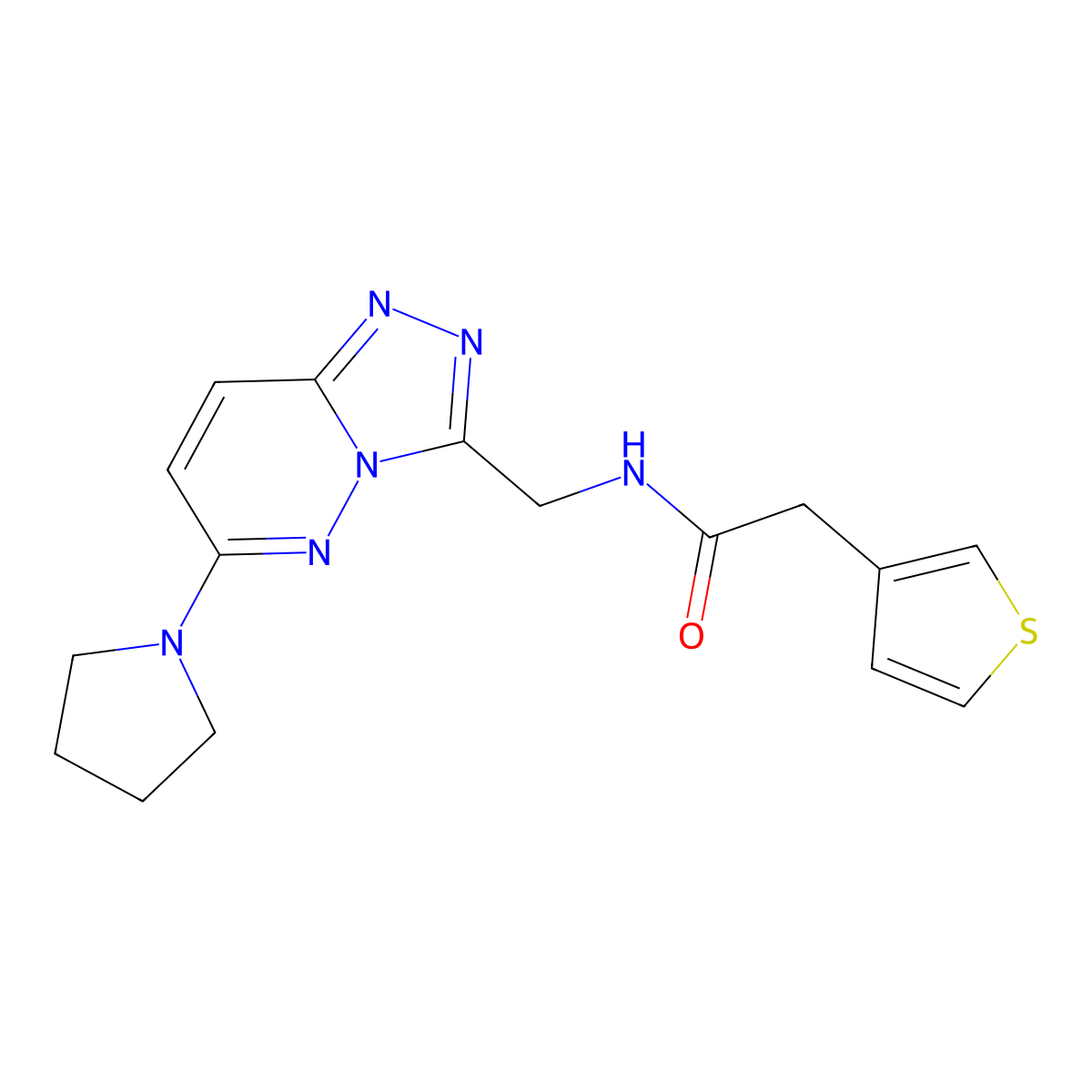 N-((6-(pyrrolidin-1-yl)-[1,2,4]triazolo[4,3-b]pyridazin-3-yl)methyl)-2-(thiophen-3-yl)acetamide molecular structure, CAS 2034324-39-3