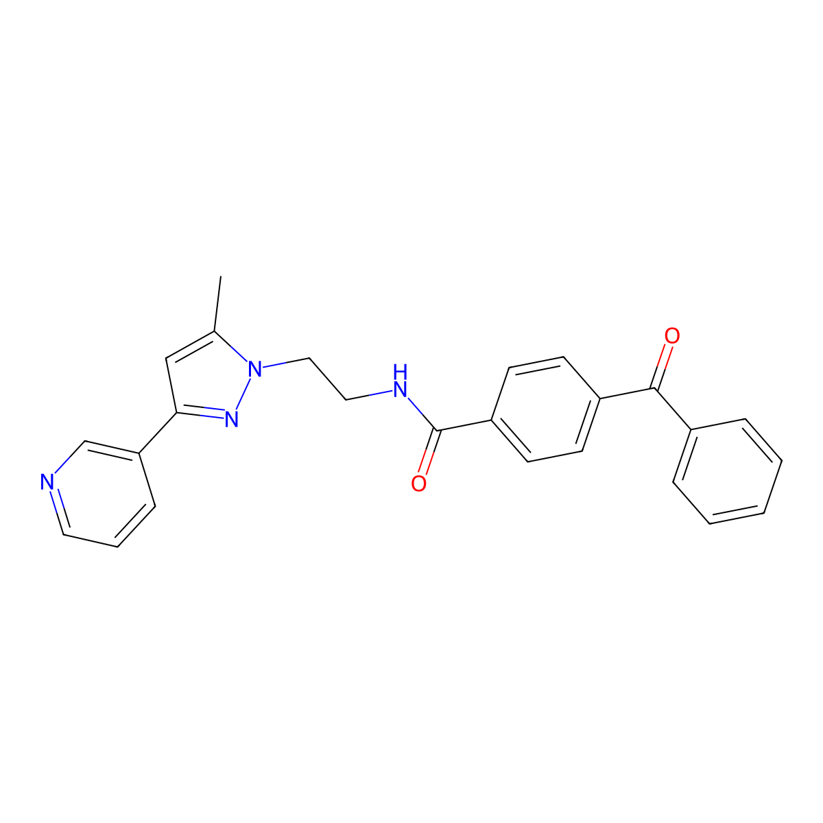 4-benzoyl-N-{2-[5-methyl-3-(pyridin-3-yl)-1H-pyrazol-1-yl]ethyl}benzamide molecular structure, CAS 2034324-40-6