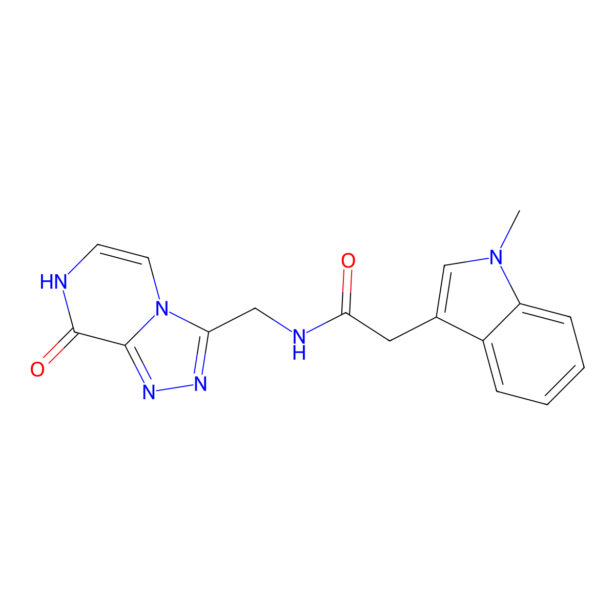 N-({8-hydroxy-[1,2,4]triazolo[4,3-a]pyrazin-3-yl}methyl)-2-(1-methyl-1H-indol-3-yl)acetamide molecular structure, CAS 2034324-42-8