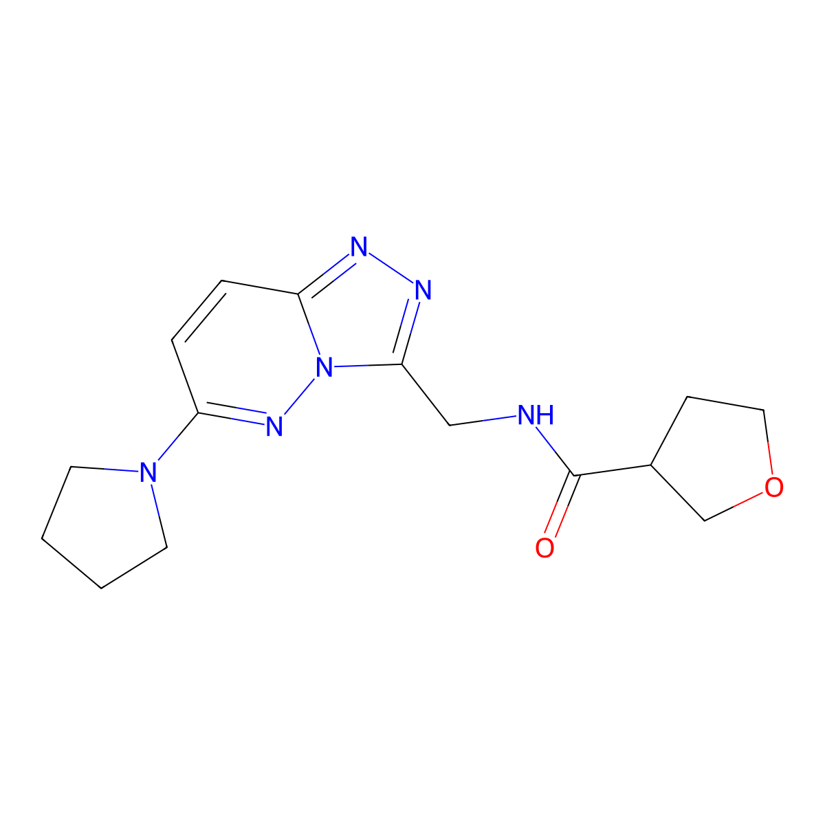 N-((6-(pyrrolidin-1-yl)-[1,2,4]triazolo[4,3-b]pyridazin-3-yl)methyl)tetrahydrofuran-3-carboxamide molecular structure, CAS 2034324-45-1