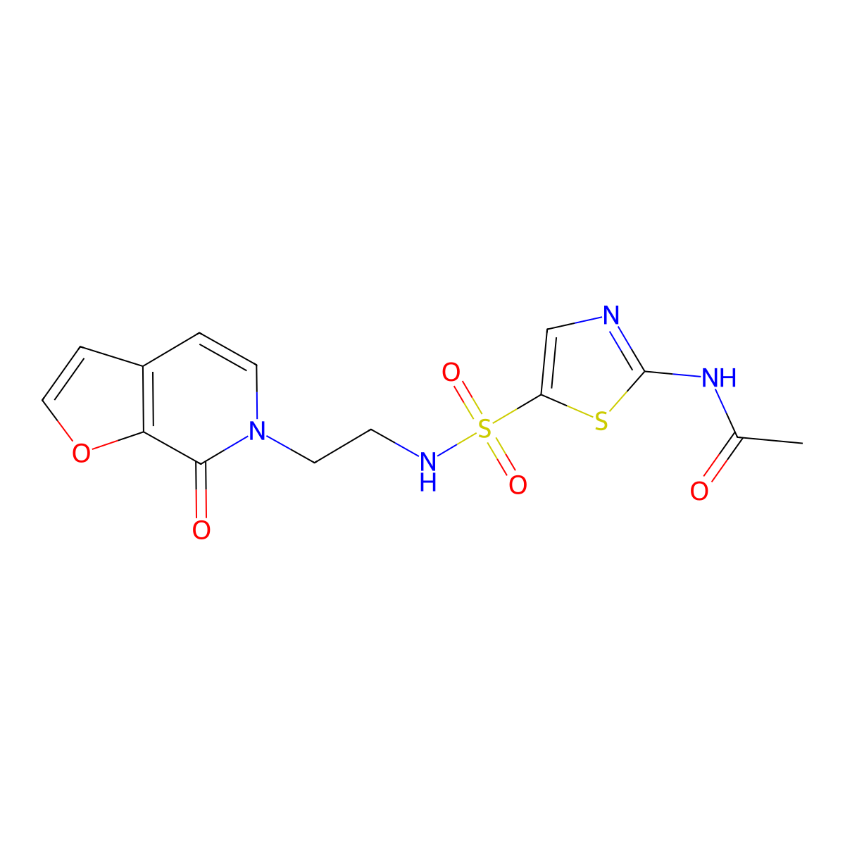 N-(5-(N-(2-(7-oxofuro[2,3-c]pyridin-6(7H)-yl)ethyl)sulfamoyl)thiazol-2-yl)acetamide molecular structure, CAS 2034324-46-2