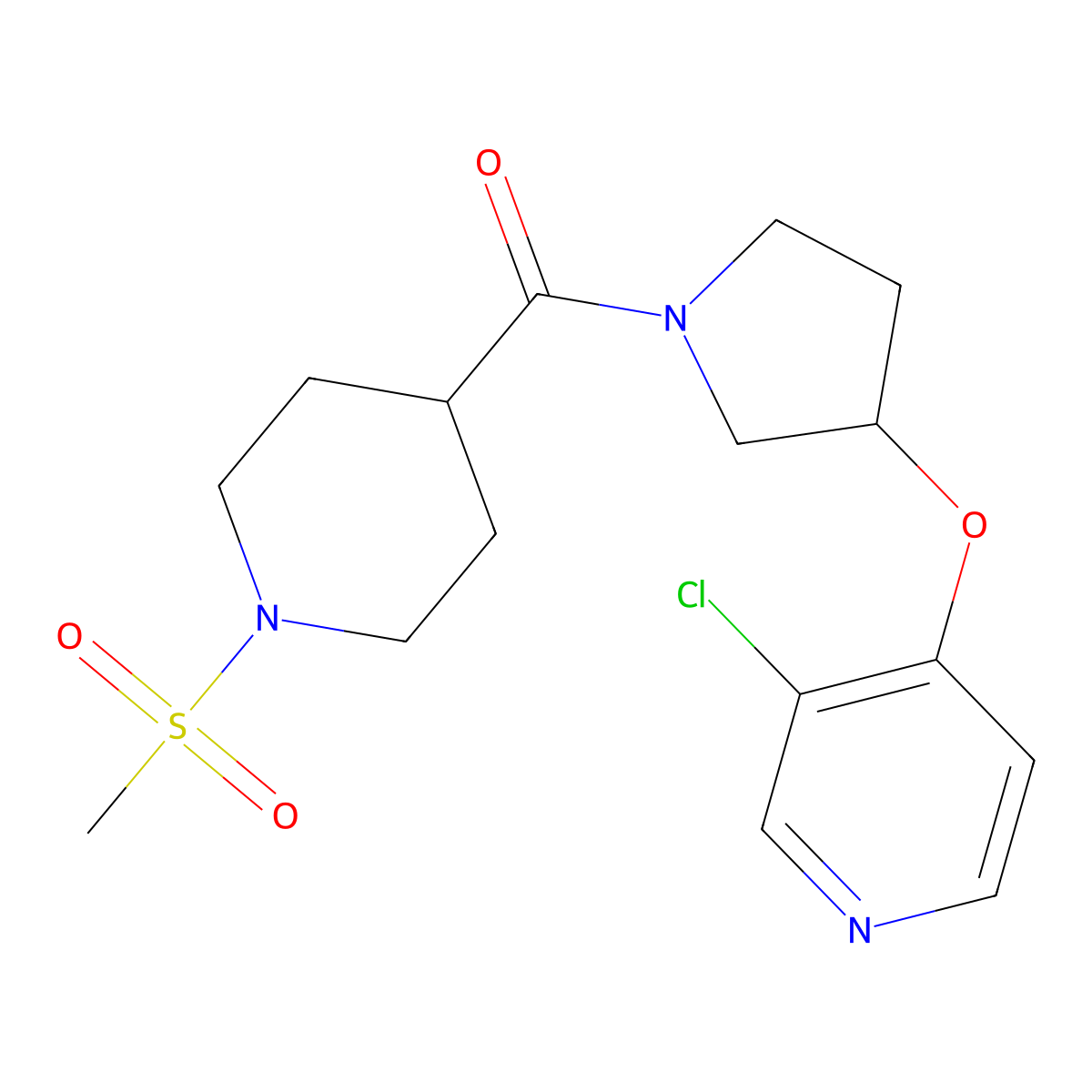 (3-((3-Chloropyridin-4-yl)oxy)pyrrolidin-1-yl)(1-(methylsulfonyl)piperidin-4-yl)methanone molecular structure, CAS 2034324-50-8
