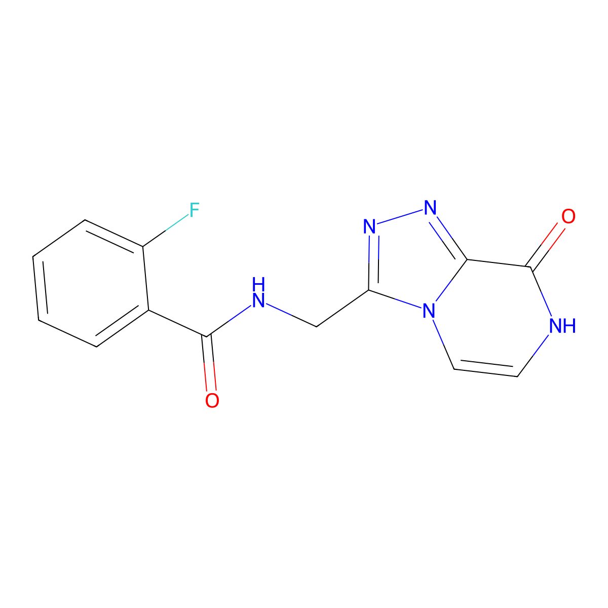 2-fluoro-N-((8-hydroxy-[1,2,4]triazolo[4,3-a]pyrazin-3-yl)methyl)benzamide molecular structure, CAS 2034324-57-5