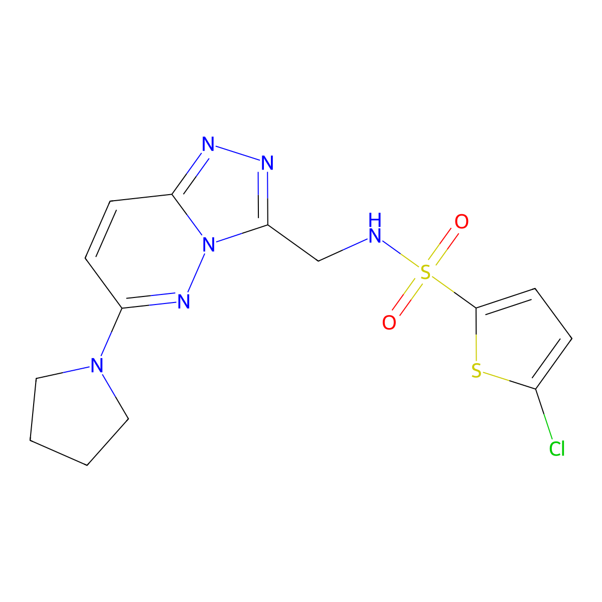 5-chloro-N-((6-(pyrrolidin-1-yl)-[1,2,4]triazolo[4,3-b]pyridazin-3-yl)methyl)thiophene-2-sulfonamide molecular structure, CAS 2034324-65-5