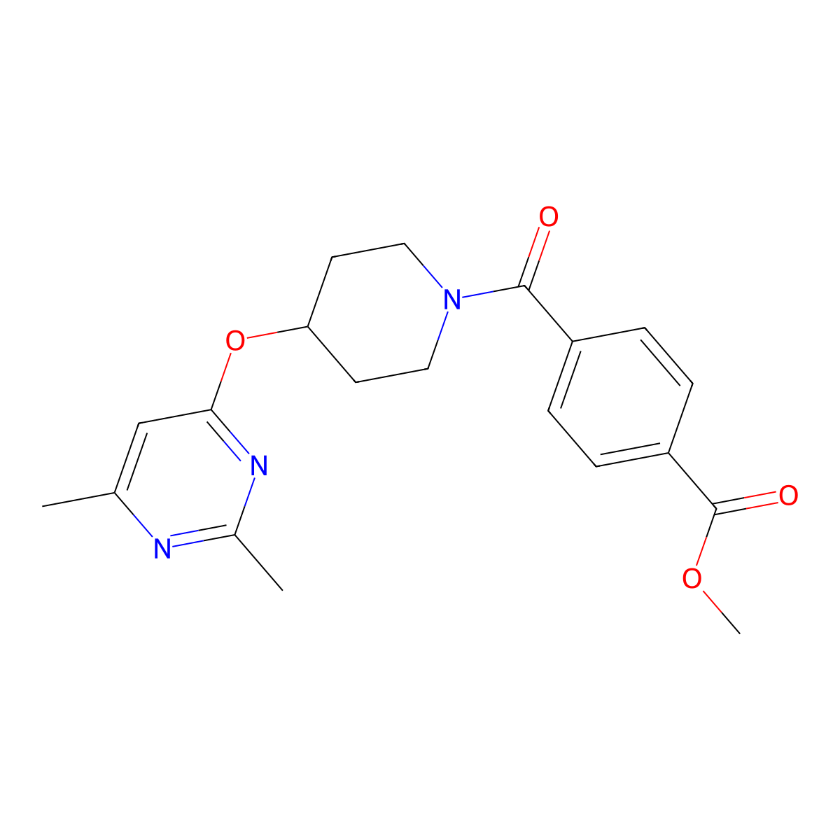 Methyl 4-{4-[(2,6-dimethylpyrimidin-4-yl)oxy]piperidine-1-carbonyl}benzoate molecular structure, CAS 2034324-69-9