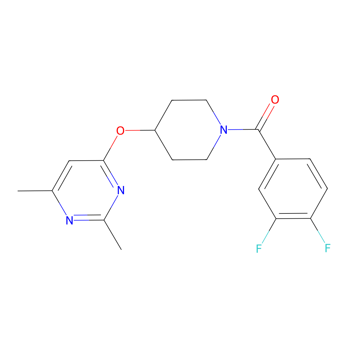 (3,4-Difluorophenyl)(4-((2,6-dimethylpyrimidin-4-yl)oxy)piperidin-1-yl)methanone molecular structure, CAS 2034324-84-8