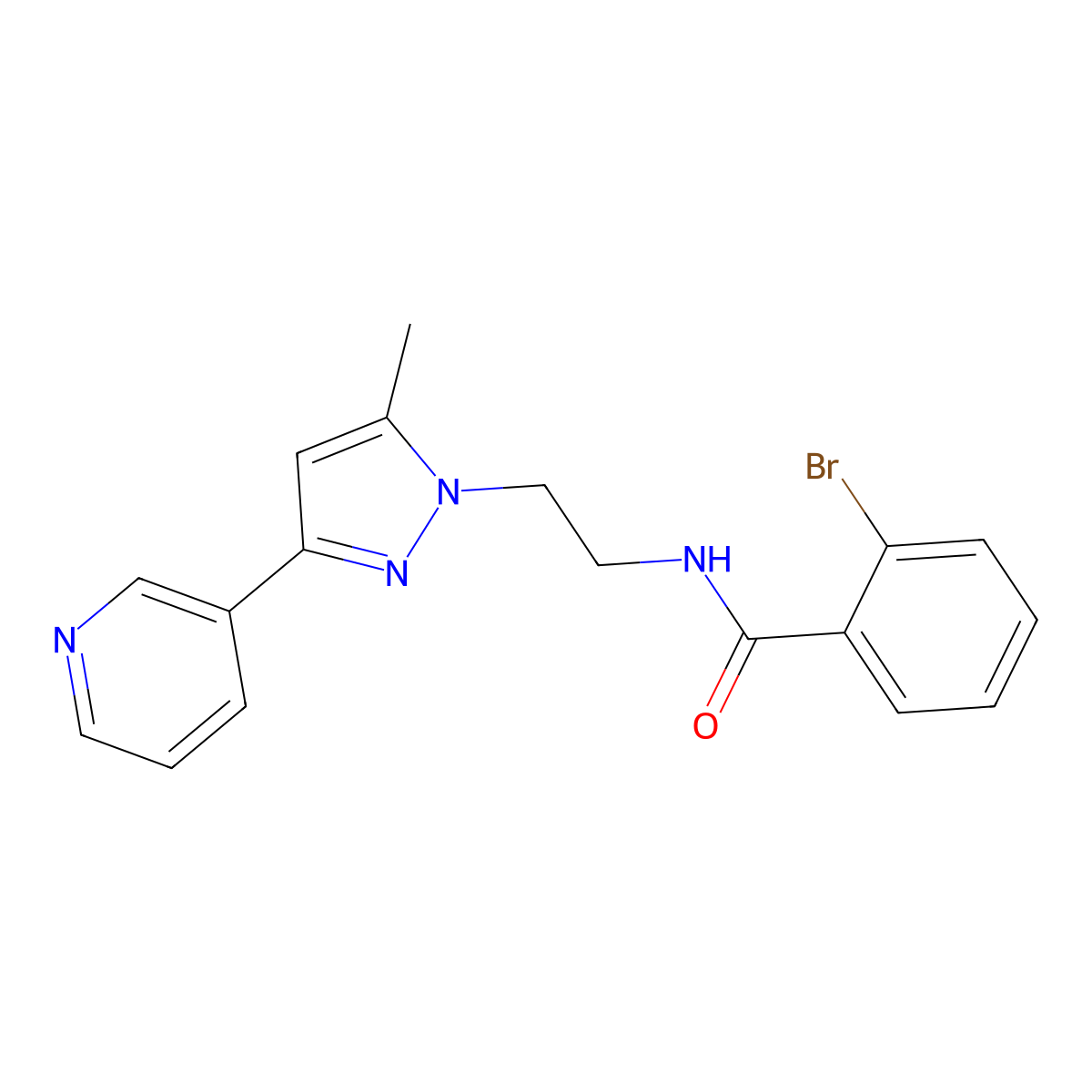 2-bromo-N-{2-[5-methyl-3-(pyridin-3-yl)-1H-pyrazol-1-yl]ethyl}benzamide molecular structure, CAS 2034324-87-1