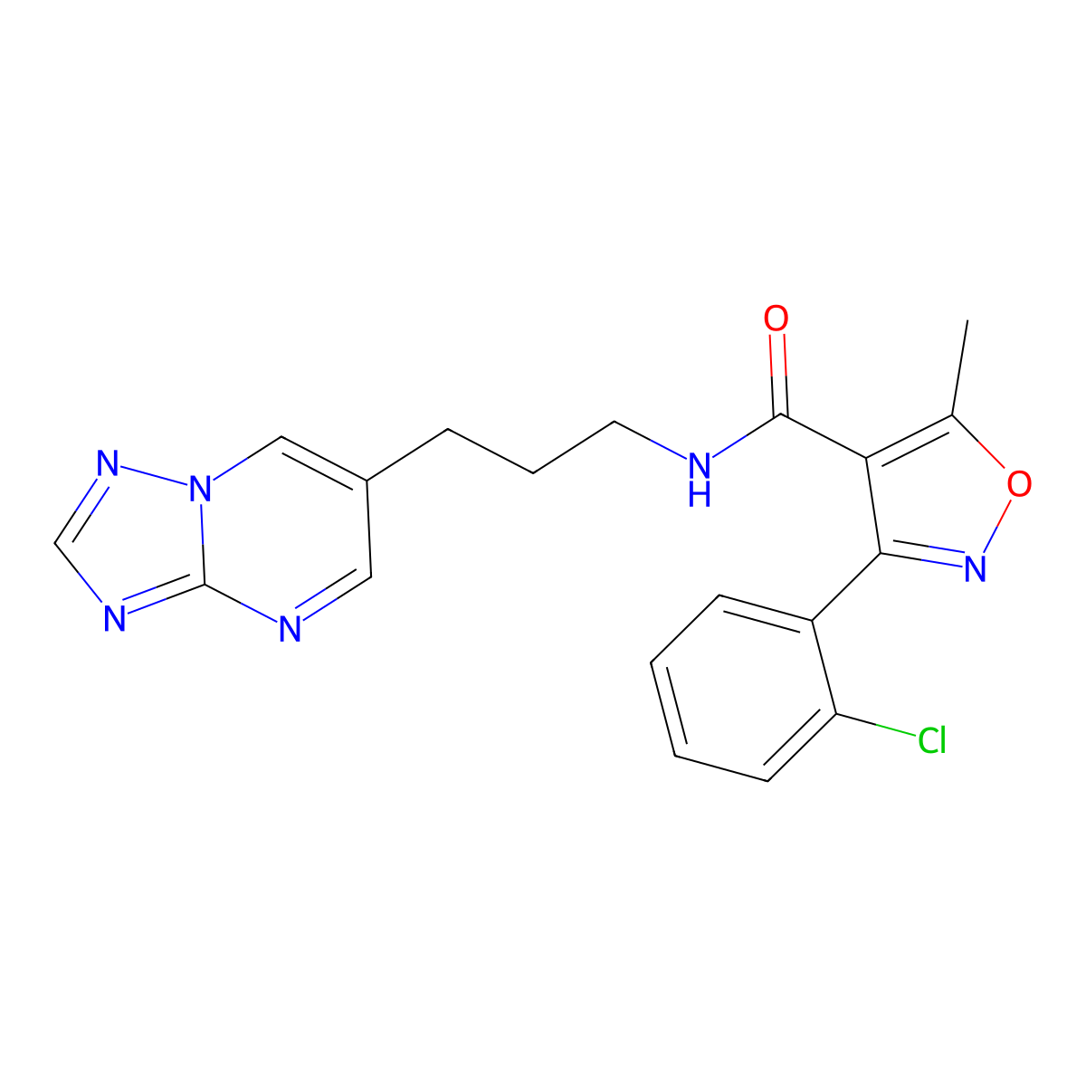 N-(3-([1,2,4]triazolo[1,5-a]pyrimidin-6-yl)propyl)-3-(2-chlorophenyl)-5-methylisoxazole-4-carboxamide molecular structure, CAS 2034324-91-7