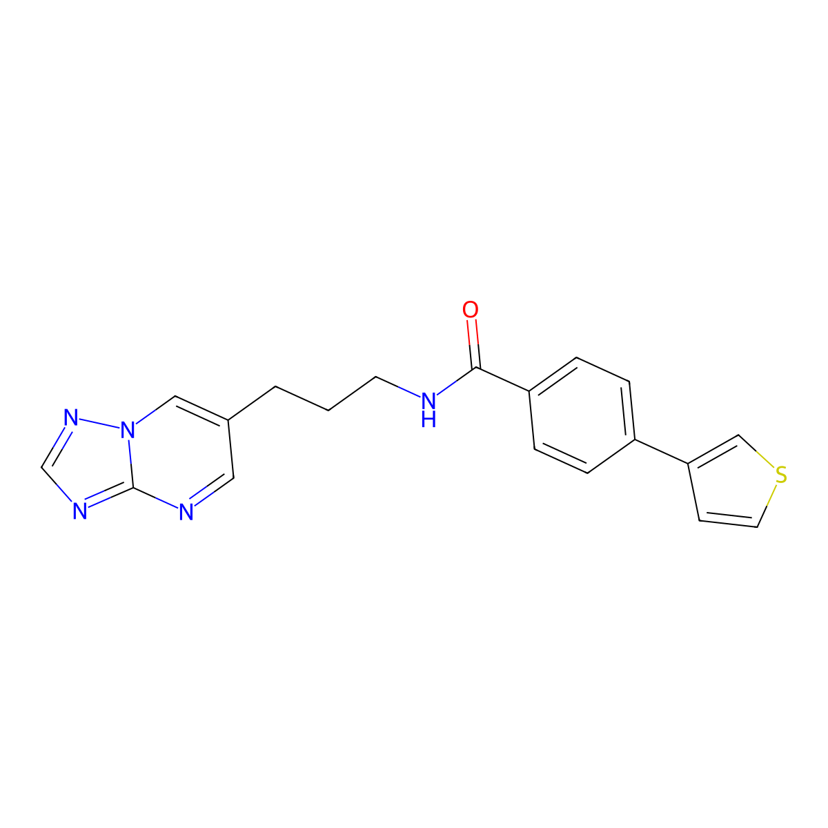 N-(3-([1,2,4]triazolo[1,5-a]pyrimidin-6-yl)propyl)-4-(thiophen-3-yl)benzamide molecular structure, CAS 2034324-98-4