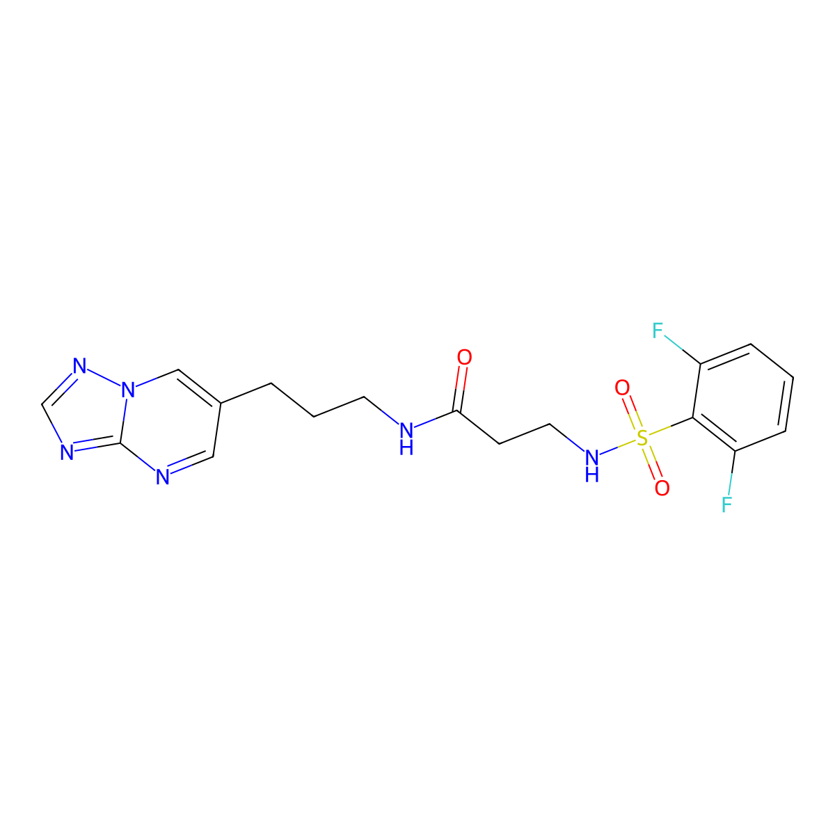 N-(3-([1,2,4]triazolo[1,5-a]pyrimidin-6-yl)propyl)-3-(2,6-difluorophenylsulfonamido)propanamide molecular structure, CAS 2034325-08-9