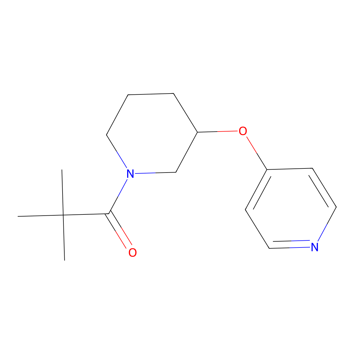 2,2-Dimethyl-1-(3-(pyridin-4-yloxy)piperidin-1-yl)propan-1-one molecular structure, CAS 2034325-13-6