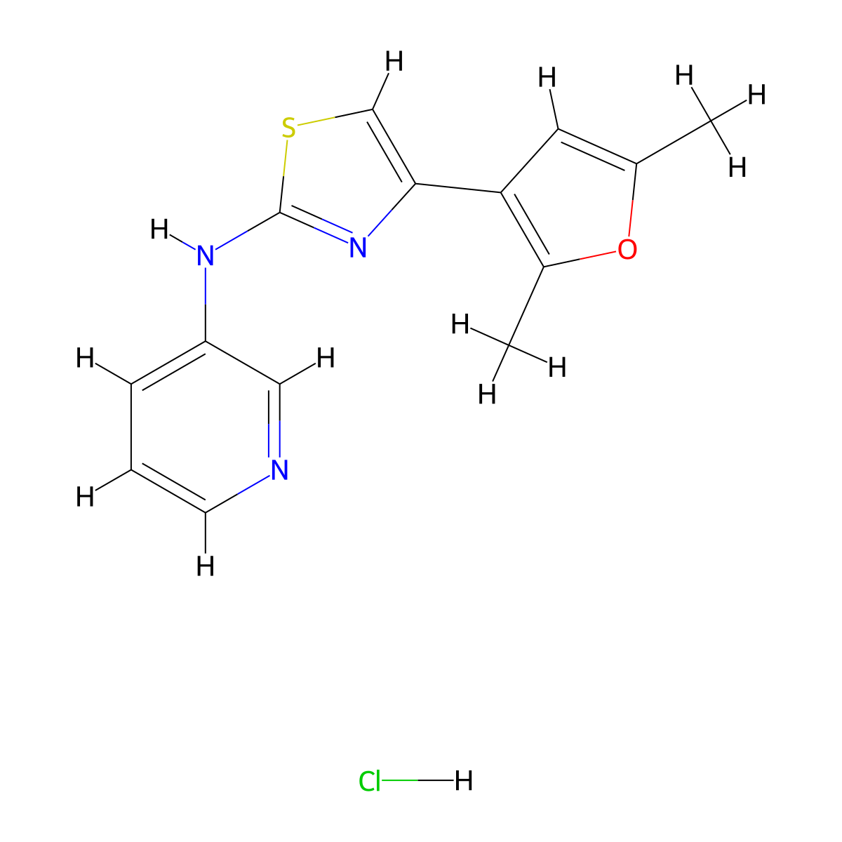 4-(2,5-dimethylfuran-3-yl)-N-(pyridin-3-yl)thiazol-2-amine hydrochloride molecular structure, CAS 2034325-17-0