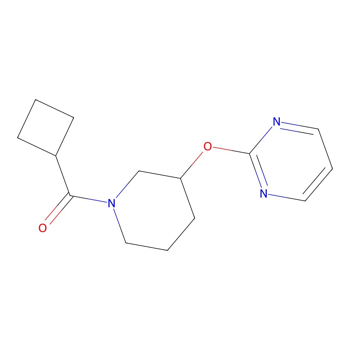 Cyclobutyl(3-(pyrimidin-2-yloxy)piperidin-1-yl)methanone molecular structure, CAS 2034325-28-3