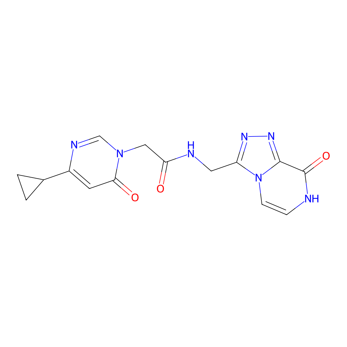 2-(4-cyclopropyl-6-oxopyrimidin-1(6H)-yl)-N-((8-hydroxy-[1,2,4]triazolo[4,3-a]pyrazin-3-yl)methyl)acetamide molecular structure, CAS 2034325-35-2