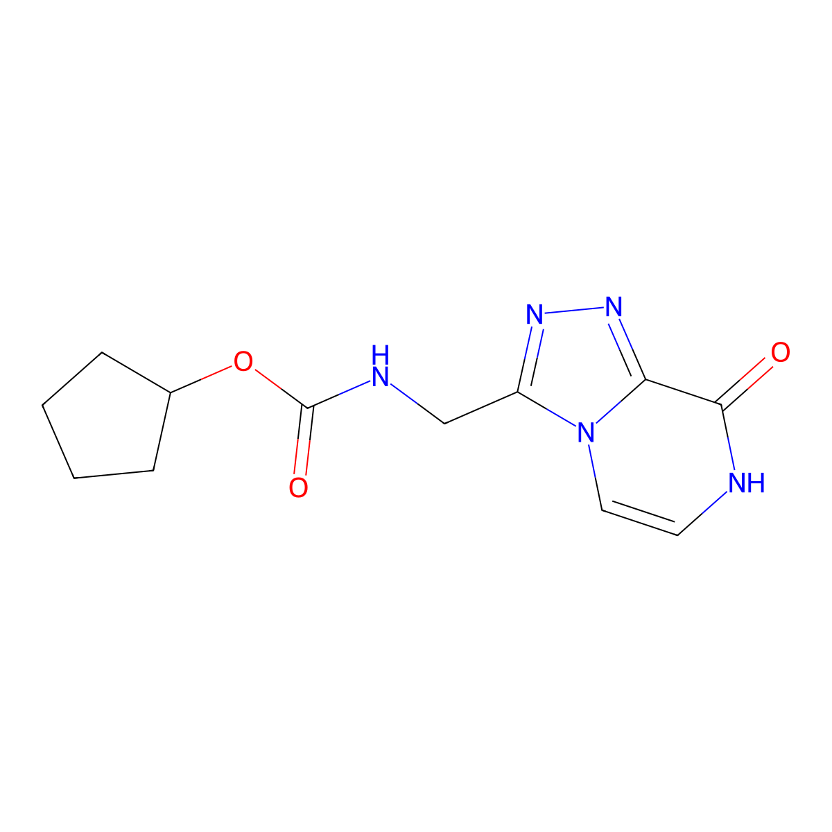 Cyclopentyl ((8-hydroxy-[1,2,4]triazolo[4,3-a]pyrazin-3-yl)methyl)carbamate molecular structure, CAS 2034325-44-3