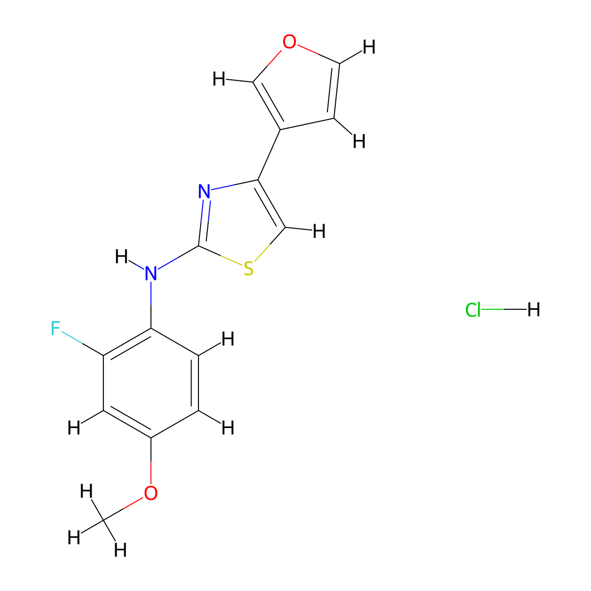 N-(2-fluoro-4-methoxyphenyl)-4-(furan-3-yl)thiazol-2-amine hydrochloride molecular structure, CAS 2034325-48-7