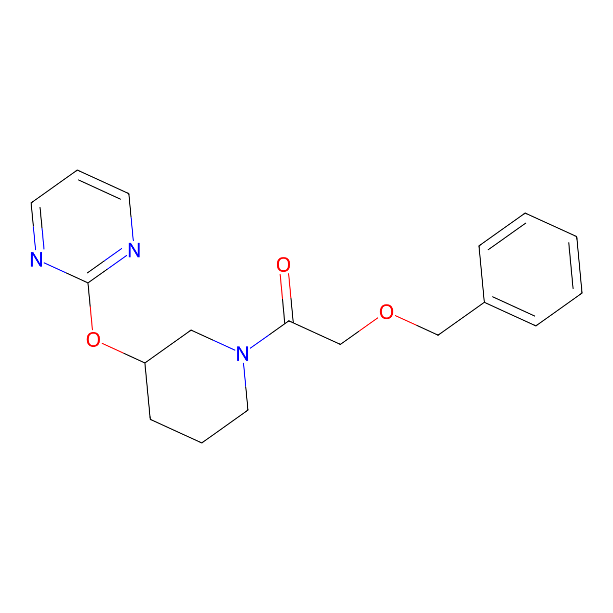 2-(Benzyloxy)-1-(3-(pyrimidin-2-yloxy)piperidin-1-yl)ethanone molecular structure, CAS 2034325-53-4