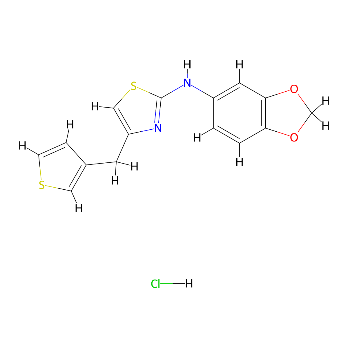 N-(benzo[d][1,3]dioxol-5-yl)-4-(thiophen-3-ylmethyl)thiazol-2-amine hydrochloride molecular structure, CAS 2034325-54-5