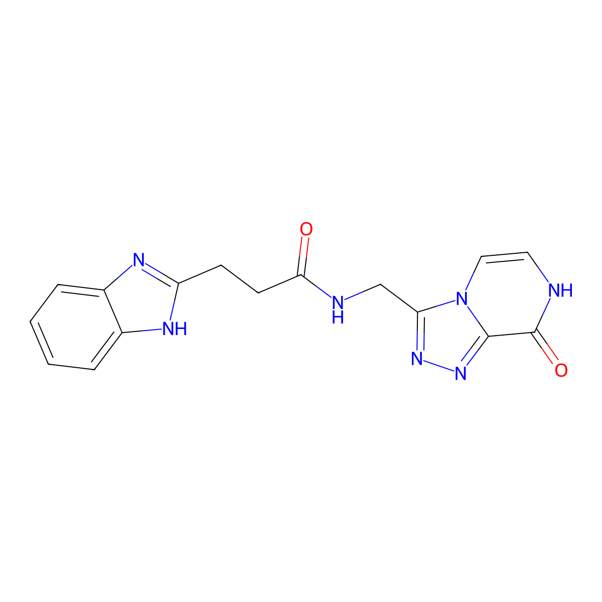 3-(1H-benzo[d]imidazol-2-yl)-N-((8-hydroxy-[1,2,4]triazolo[4,3-a]pyrazin-3-yl)methyl)propanamide molecular structure, CAS 2034325-56-7