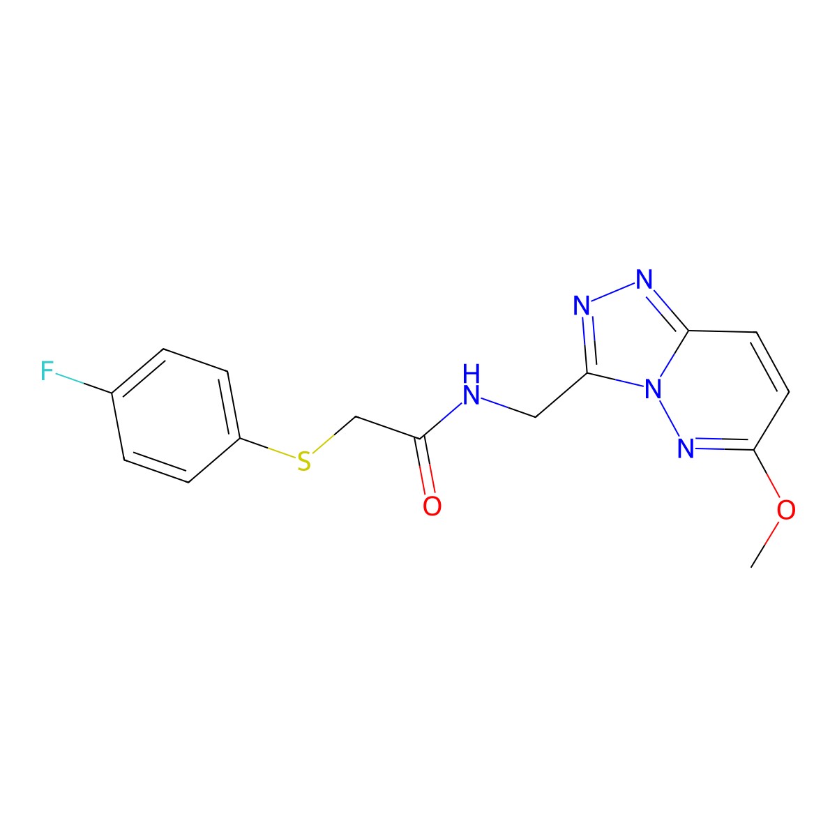 2-((4-fluorophenyl)thio)-N-((6-methoxy-[1,2,4]triazolo[4,3-b]pyridazin-3-yl)methyl)acetamide molecular structure, CAS 2034325-57-8