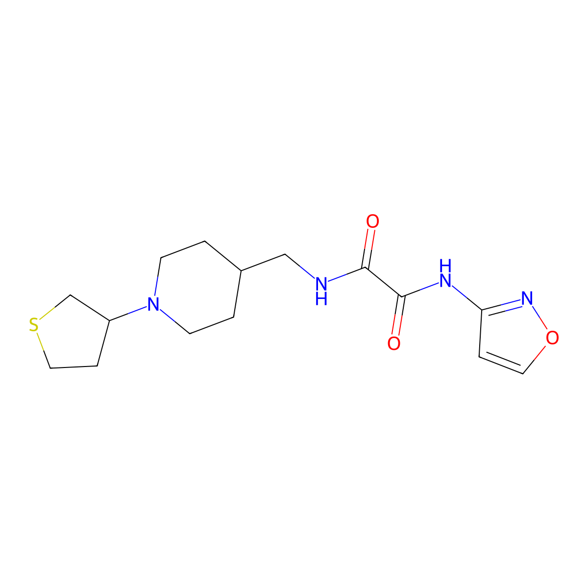 N1-(isoxazol-3-yl)-N2-((1-(tetrahydrothiophen-3-yl)piperidin-4-yl)methyl)oxalamide molecular structure, CAS 2034325-64-7