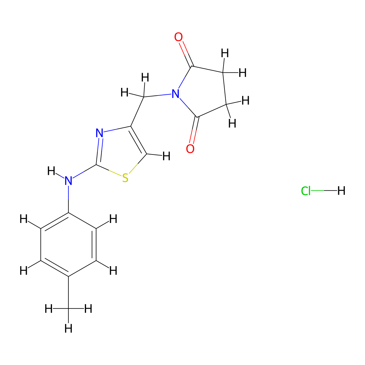 1-((2-(p-Tolylamino)thiazol-4-yl)methyl)pyrrolidine-2,5-dione hydrochloride molecular structure, CAS 2034325-67-0