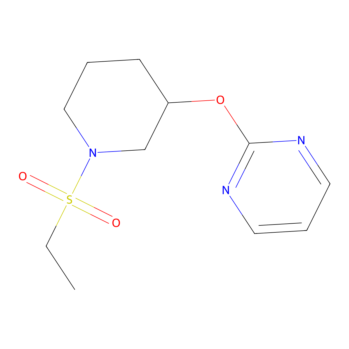 2-((1-(Ethylsulfonyl)piperidin-3-yl)oxy)pyrimidine molecular structure, CAS 2034325-76-1