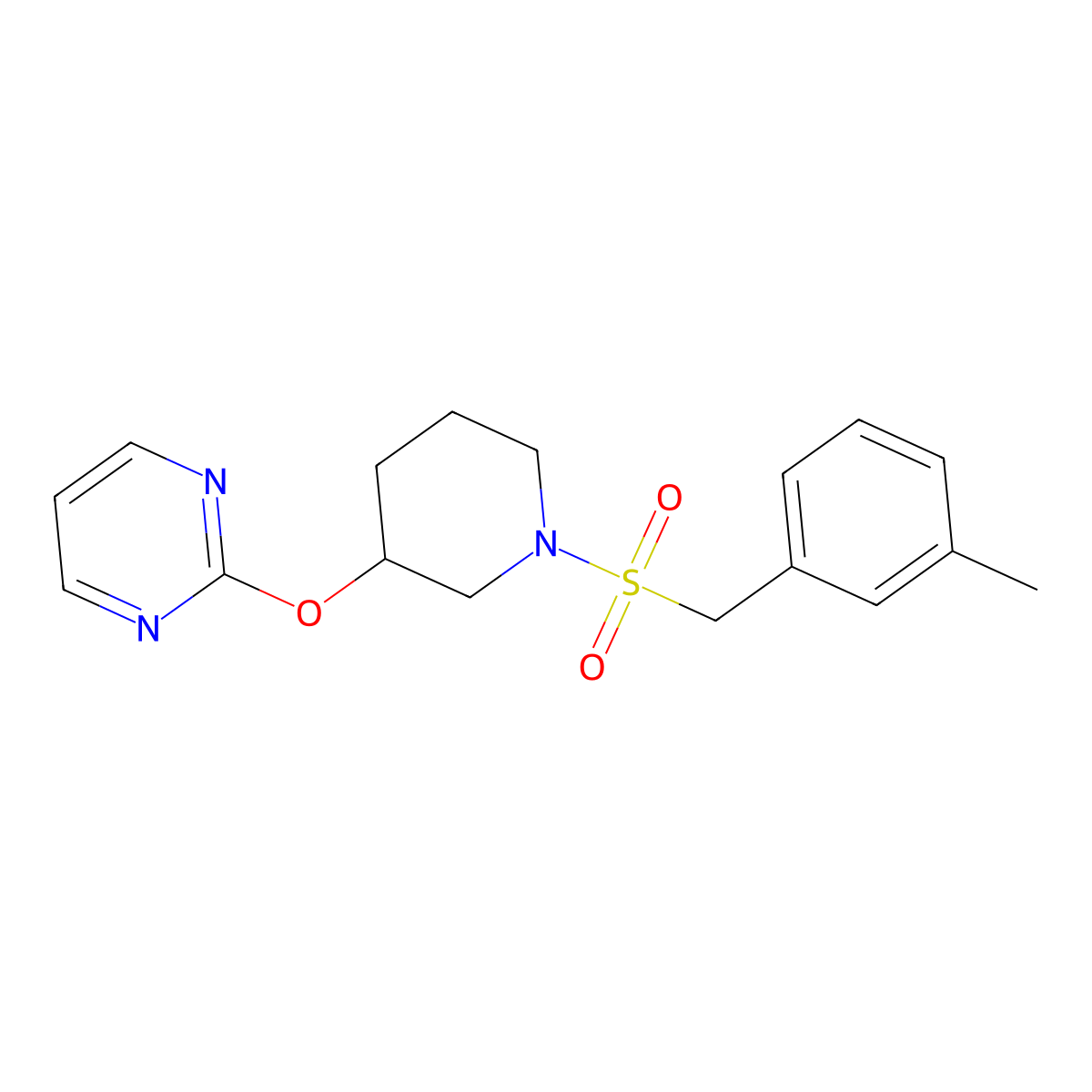 2-((1-((3-Methylbenzyl)sulfonyl)piperidin-3-yl)oxy)pyrimidine molecular structure, CAS 2034325-82-9