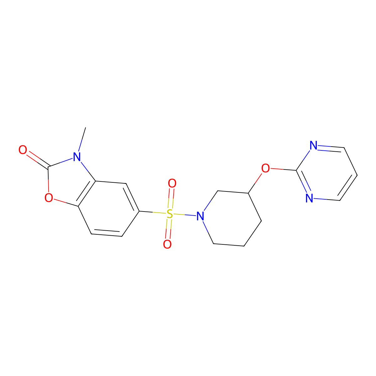3-methyl-5-((3-(pyrimidin-2-yloxy)piperidin-1-yl)sulfonyl)benzo[d]oxazol-2(3H)-one molecular structure, CAS 2034325-89-6