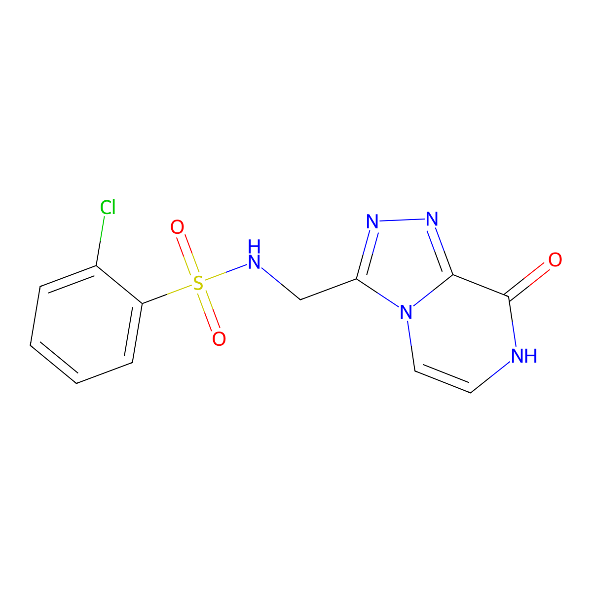 2-chloro-N-((8-hydroxy-[1,2,4]triazolo[4,3-a]pyrazin-3-yl)methyl)benzenesulfonamide molecular structure, CAS 2034325-90-9