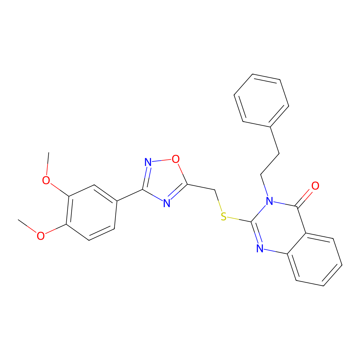 2-(((3-(3,4-dimethoxyphenyl)-1,2,4-oxadiazol-5-yl)methyl)thio)-3-phenethylquinazolin-4(3H)-one molecular structure, CAS 2034326-01-5