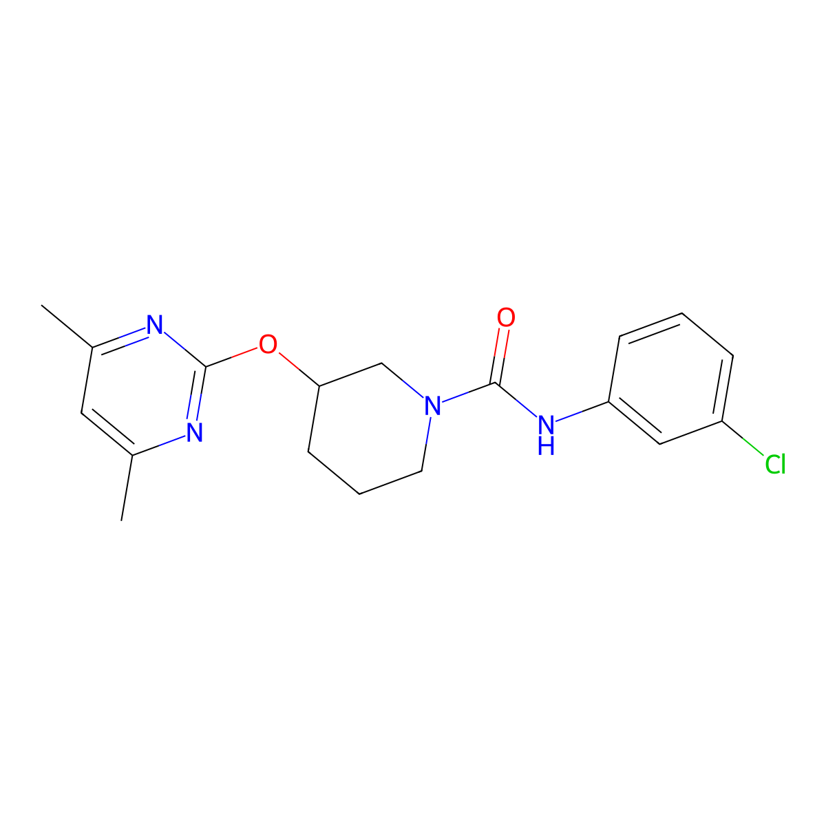 N-(3-chlorophenyl)-3-[(4,6-dimethylpyrimidin-2-yl)oxy]piperidine-1-carboxamide molecular structure, CAS 2034326-02-6