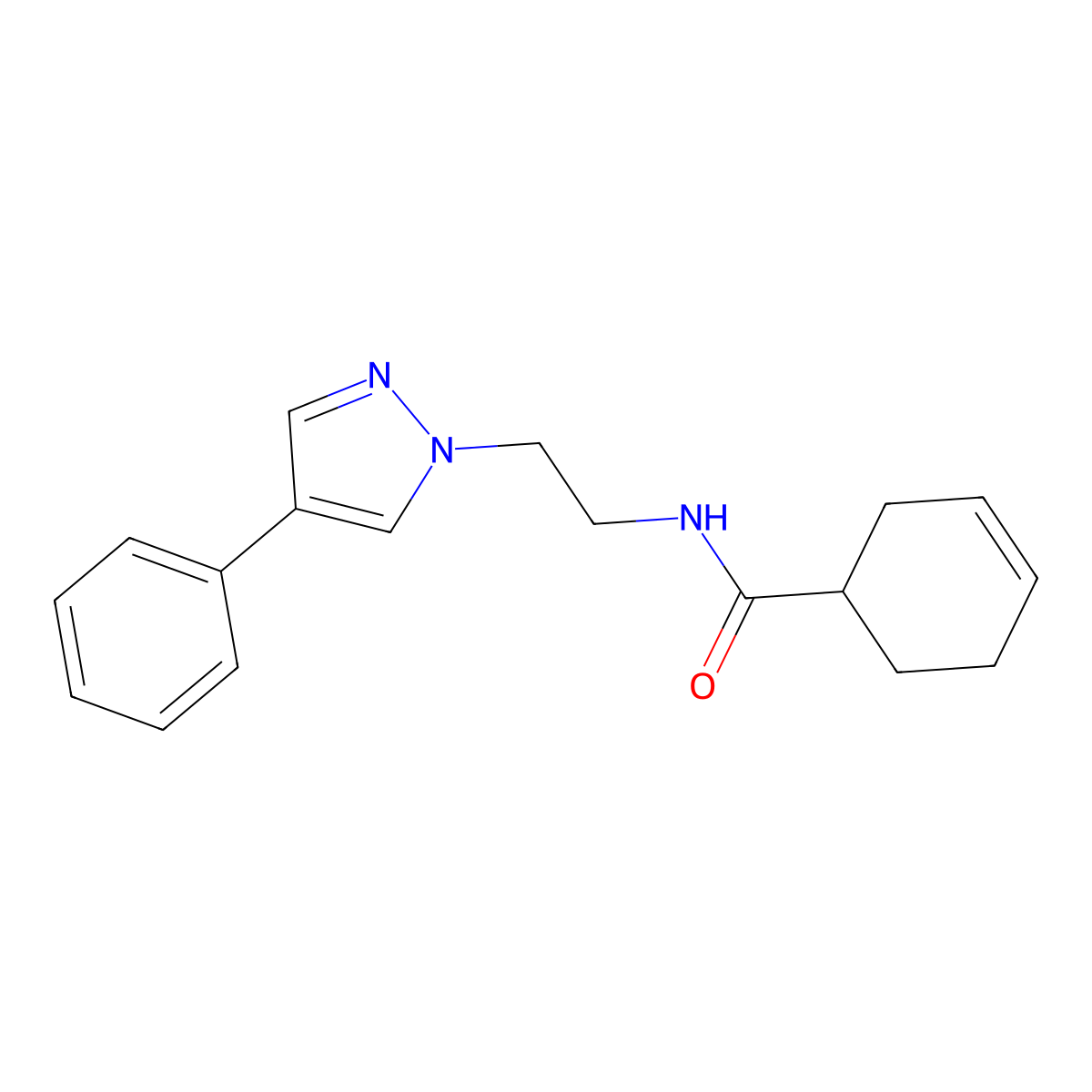 N-(2-(4-phenyl-1H-pyrazol-1-yl)ethyl)cyclohex-3-enecarboxamide molecular structure, CAS 2034326-09-3
