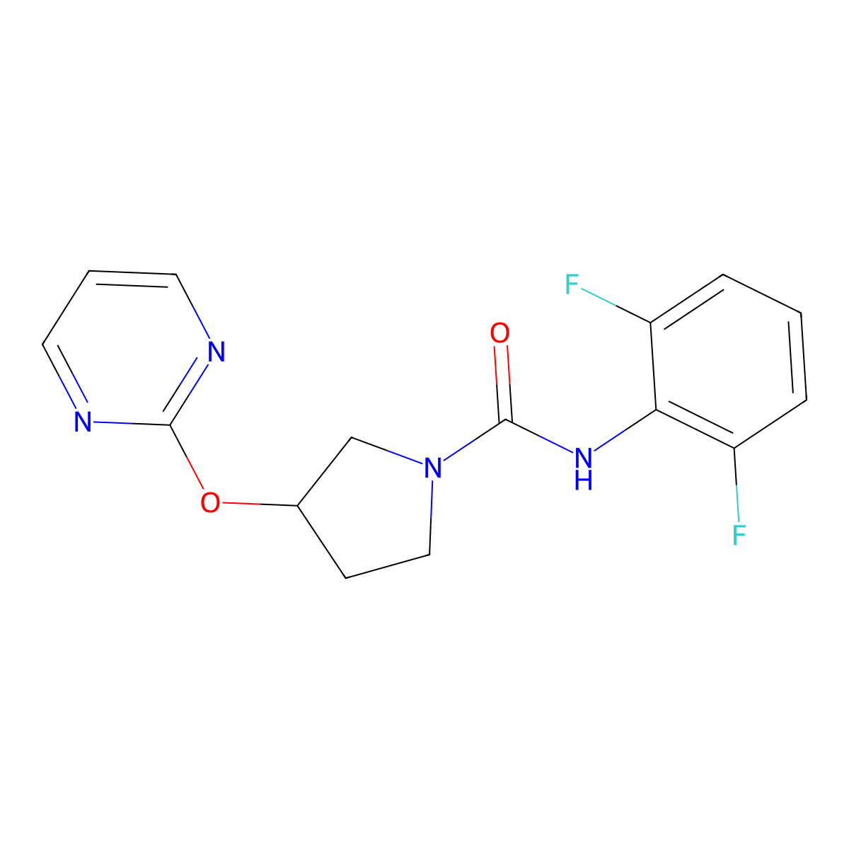 N-(2,6-difluorophenyl)-3-(pyrimidin-2-yloxy)pyrrolidine-1-carboxamide molecular structure, CAS 2034326-10-6
