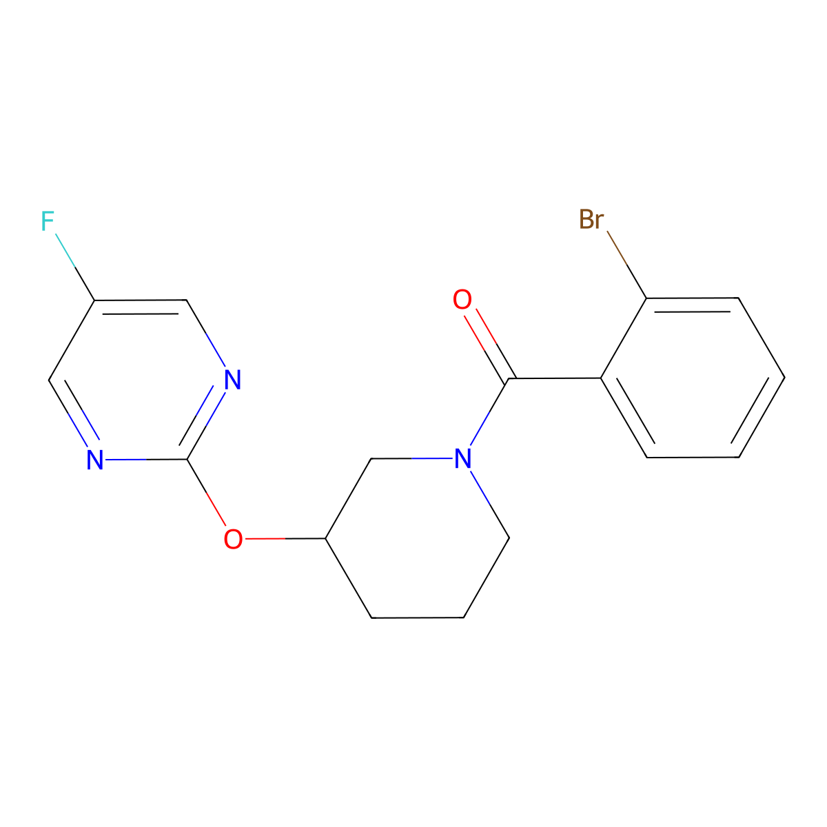 (2-Bromophenyl)(3-((5-fluoropyrimidin-2-yl)oxy)piperidin-1-yl)methanone molecular structure, CAS 2034326-11-7