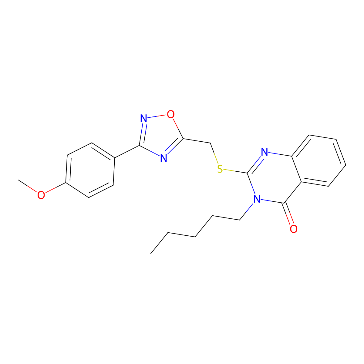 2-(((3-(4-methoxyphenyl)-1,2,4-oxadiazol-5-yl)methyl)thio)-3-pentylquinazolin-4(3H)-one molecular structure, CAS 2034326-12-8