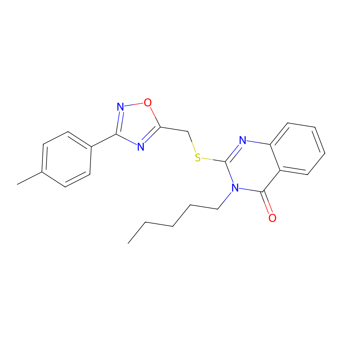 3-pentyl-2-(((3-(p-tolyl)-1,2,4-oxadiazol-5-yl)methyl)thio)quinazolin-4(3H)-one molecular structure, CAS 2034326-18-4