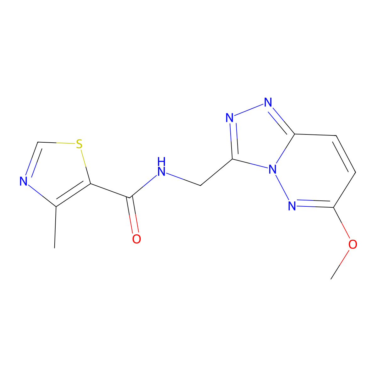 N-((6-methoxy-[1,2,4]triazolo[4,3-b]pyridazin-3-yl)methyl)-4-methylthiazole-5-carboxamide molecular structure, CAS 2034326-20-8