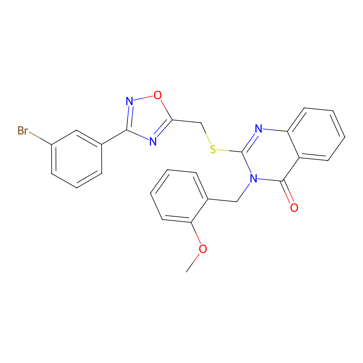 2-(((3-(3-bromophenyl)-1,2,4-oxadiazol-5-yl)methyl)thio)-3-(2-methoxybenzyl)quinazolin-4(3H)-one molecular structure, CAS 2034326-21-9