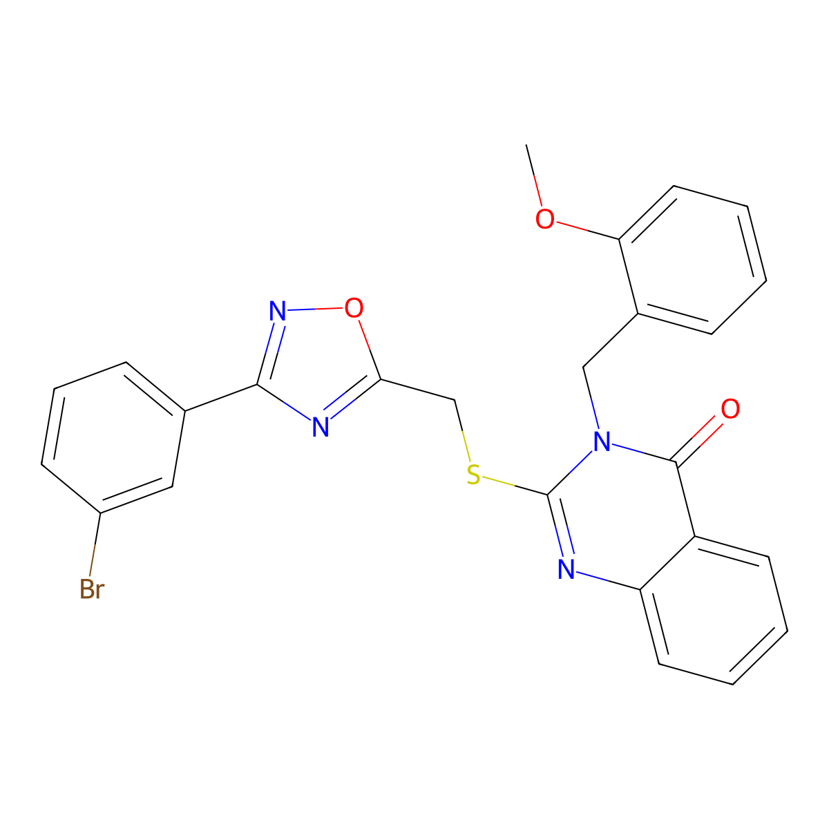 2-(((3-(3-bromophenyl)-1,2,4-oxadiazol-5-yl)methyl)thio)-3-(2-methoxybenzyl)quinazolin-4(3H)-one molecular structure, CAS 2034326-21-9