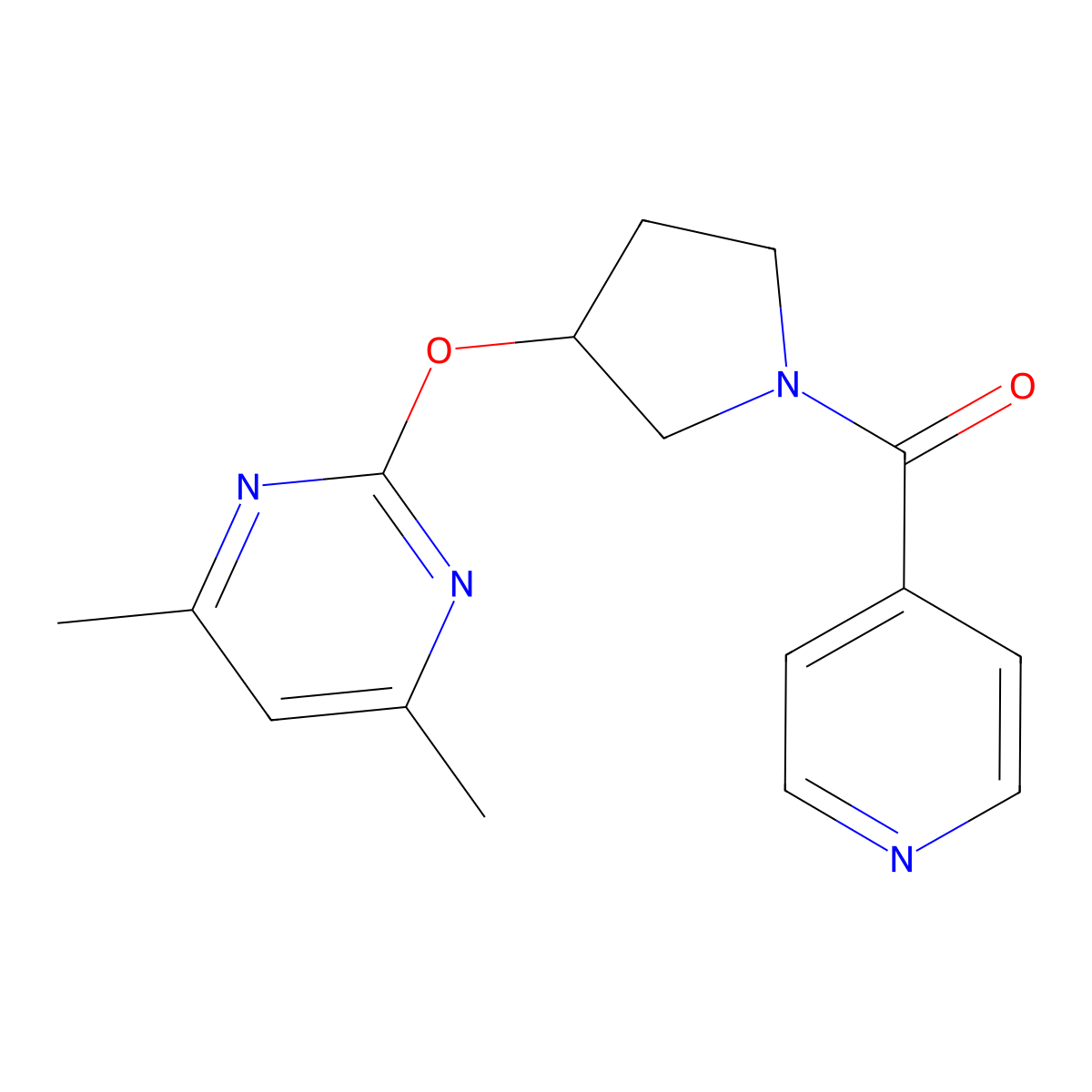 (3-((4,6-Dimethylpyrimidin-2-yl)oxy)pyrrolidin-1-yl)(pyridin-4-yl)methanone molecular structure, CAS 2034326-22-0