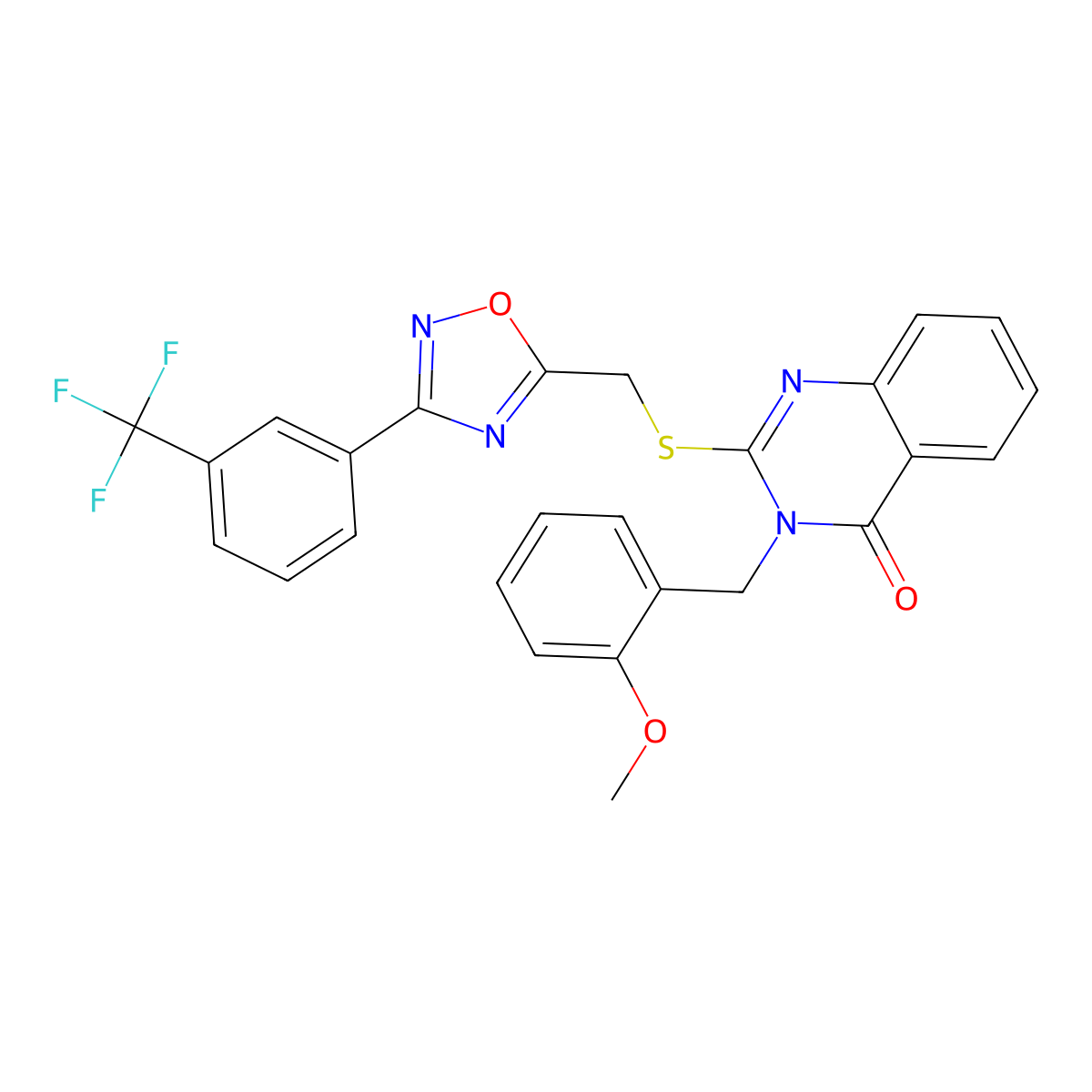 3-(2-methoxybenzyl)-2-(((3-(3-(trifluoromethyl)phenyl)-1,2,4-oxadiazol-5-yl)methyl)thio)quinazolin-4(3H)-one molecular structure, CAS 2034326-25-3